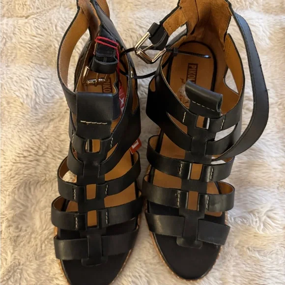 PIKOLINOS Black Leather Strappy Sandals - Picture 2 of 6